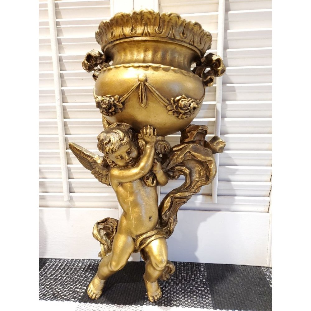 Vintage Ornate Victorian Angel Wall Vase